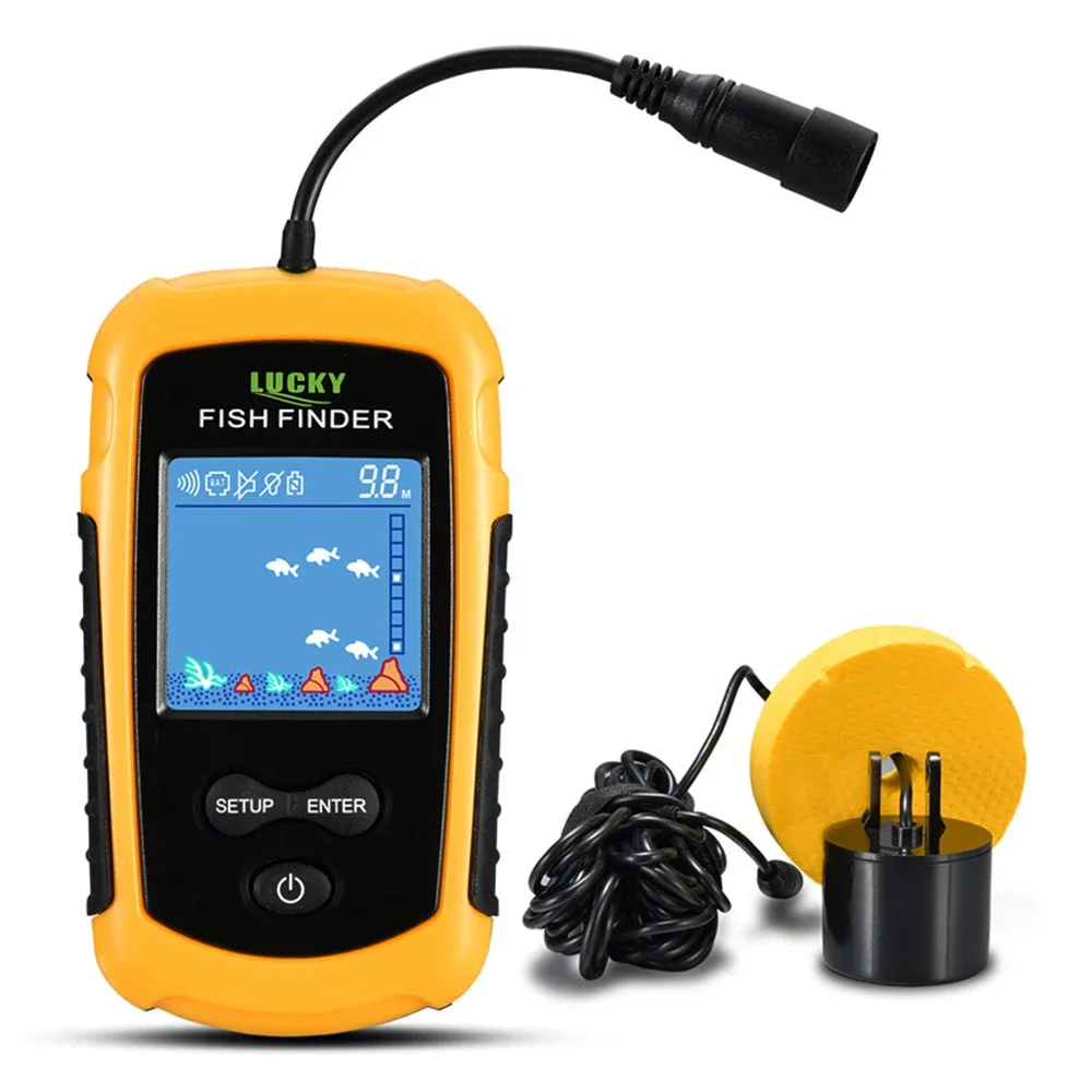 Fish Finder Cable - ラッキー液晶カラースクリーンポータブル有線魚群探知機 100 メートルの深さ範囲ソナーエコーサウンダー魚群探知機釣りファインダー