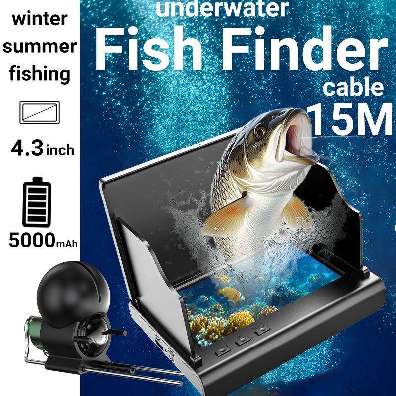 Fish Finder Cable - 4.3インチ氷上釣りカメラ魚群探知機1080P HD水中カメラナイトビジョンIR LED搭載、湖や川用ケーブル付きハンドヘルドタイプ