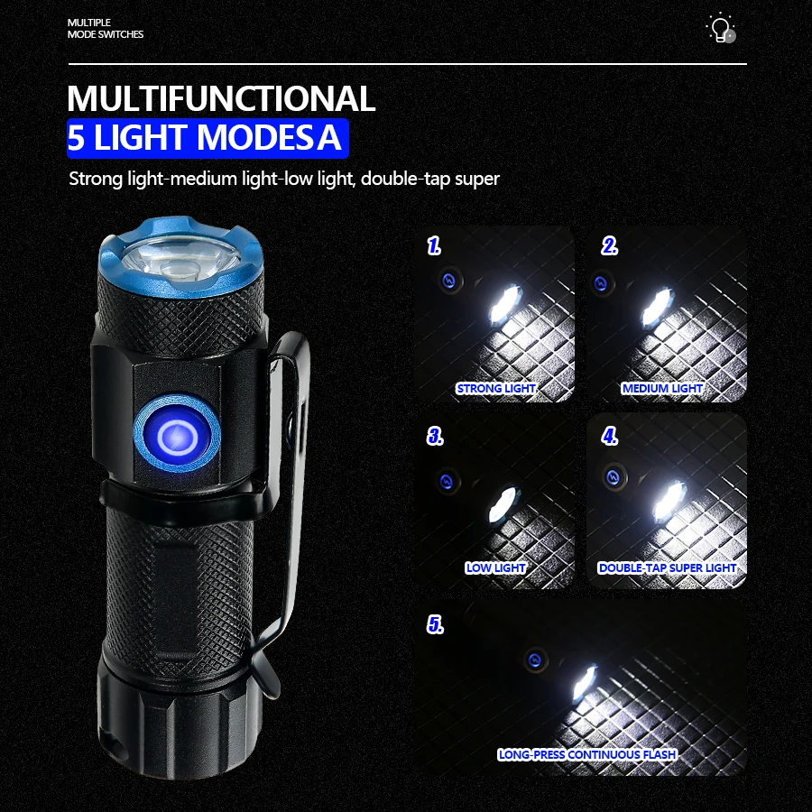 20 ワット超高輝度 P50 LED 懐中電灯ミニ充電式テー - Fish Finder Battery のレビューと価格