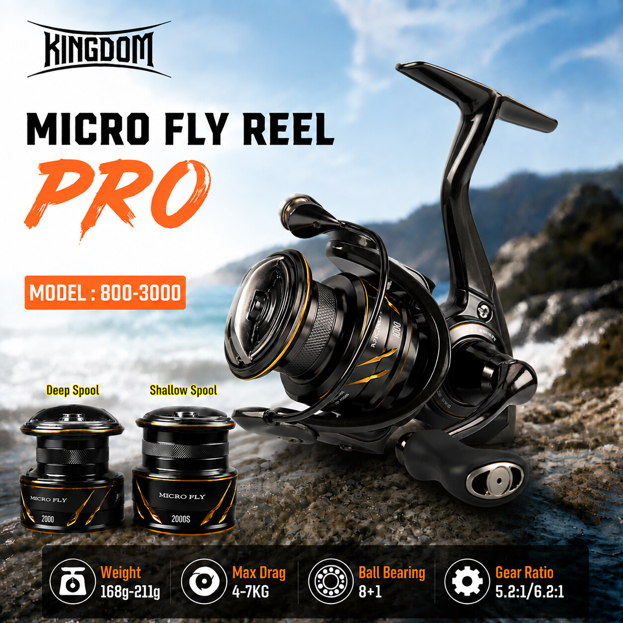 キングダム マイクロ フライ プロ フィッシング スピニング - Abu Garcia Reel Max のレビューと価格